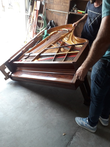 Pose sur champ d'un piano à queue